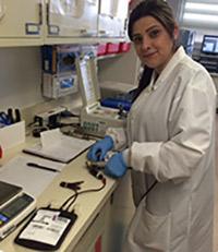 Student working in the immunohematology (blood bank) during her clinical rotation.